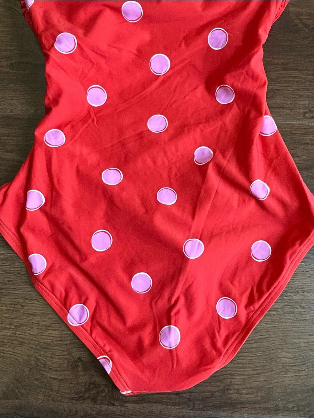 Kate Spade Goji Berry Bandeau Tie Front One Piece Swimsuit Downtown Dot Small